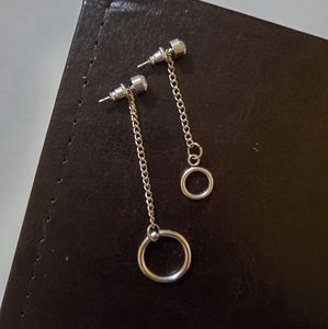 Asymmetrical Simple Hoop Chain Dangle Earrings